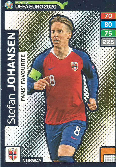 STEFAN JOHANSEN - PANINI "ROAD TO EURO 2020 - "FANS FAVOURITE" FOIL TRADING CARD 263