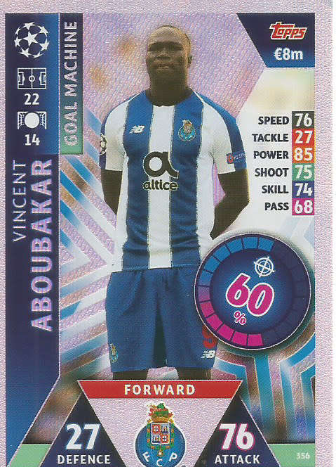ABOUBAKAR  - CHAMPIONS LEAGUE 2018/19 -  "GOAL MACHINE" FOIL TRADING CARD 356