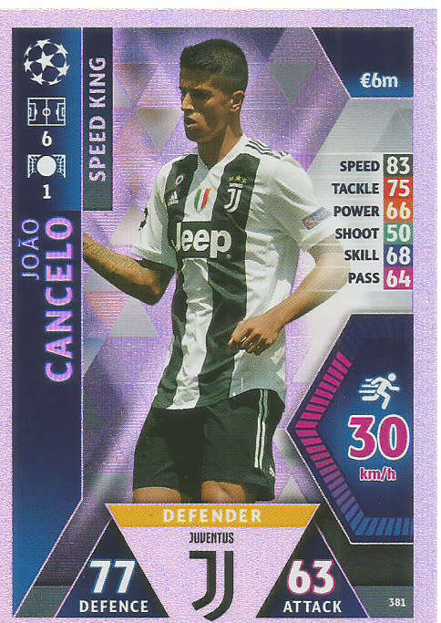 JOAO CANCELO - CHAMPIONS LEAGUE 2018/19 -  "SPEED KING" FOIL TRADING CARD 381