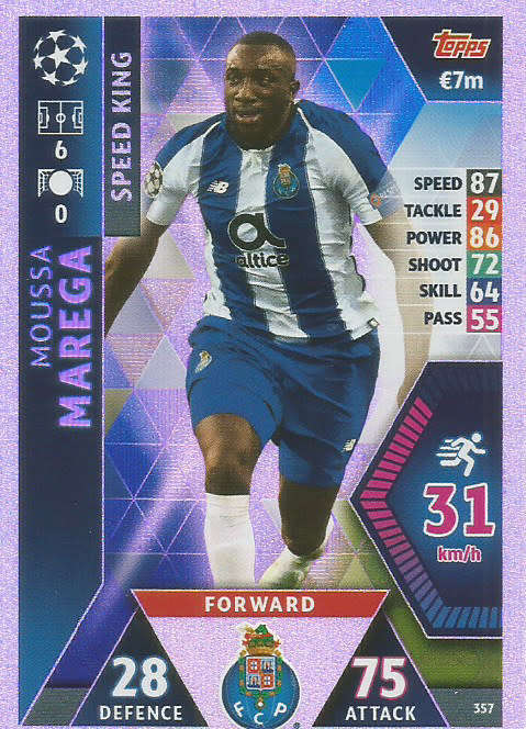 MOUSSA MAREGA - CHAMPIONS LEAGUE 2018/19 -  "SPEED KING" FOIL TRADING CARD 357