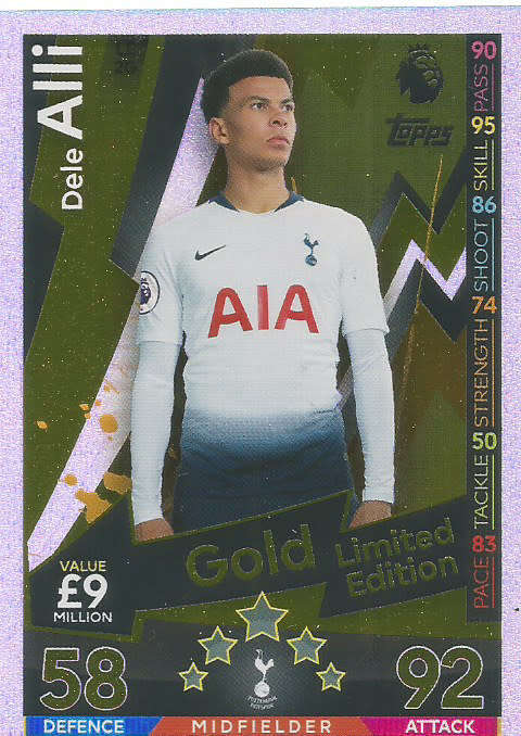 DELE ALLI - MATCH ATTAX 2018/2019 - GOLD "LIMITED EDITION" TRADING CARD LE2G