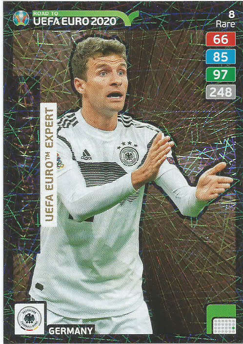 THOMAS MULLER - PANINI "ROAD TO EURO 2020 - "RARE "EXPERT" FOIL TRADING CARD 8