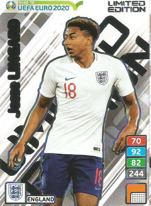 JESSE LINGARD - PANINI "ROAD TO EURO 2020"  - "LIMITED EDITION" TRADING CARD