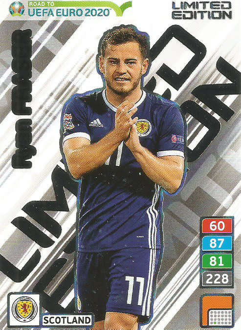 RYAN FRASER - PANINI "ROAD TO EURO 2020"  - "LIMITED EDITION" TRADING CARD