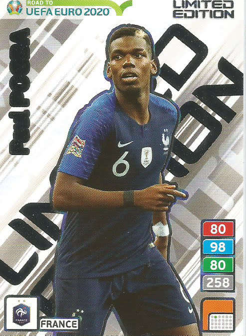 PAUL POGBA - PANINI "ROAD TO EURO 2020"  - "LIMITED EDITION" TRADING CARD