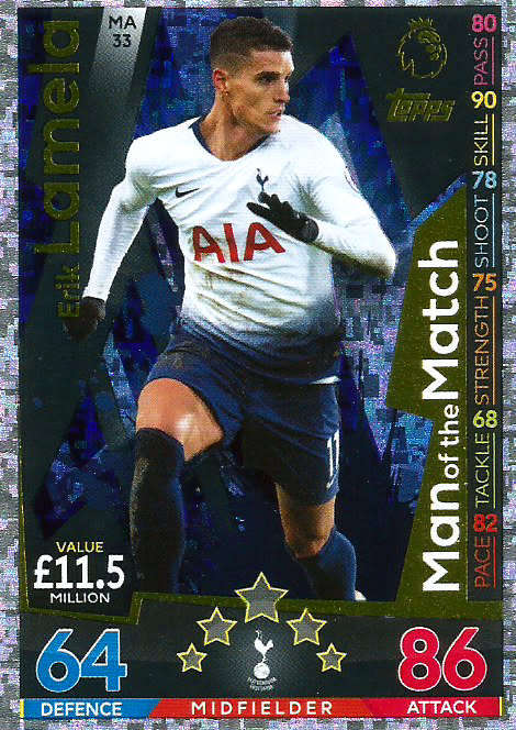 E. LAMELA - MATCH ATTAX EXTRA 2019 - GOLD "MAN of the MATCH" TRADING CARD