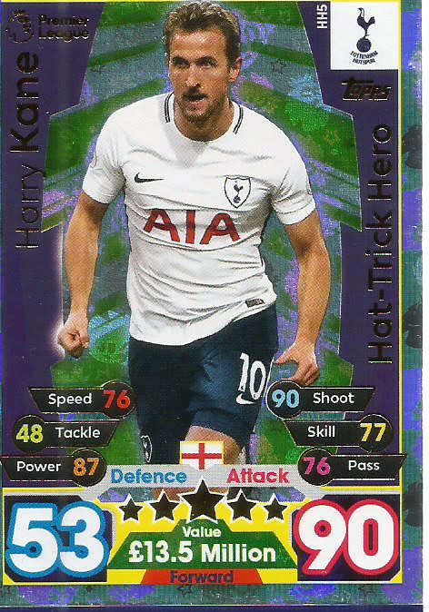 HARRY KANE - MATCH ATTAX EXTRA 2018 - SILVER "HAT TRICK HERO" TRADING CARD