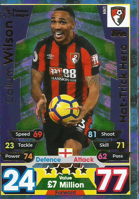 C. WILSON - MATCH ATTAX EXTRA 2018 - SILVER "HAT TRICK HERO" TRADING CARD