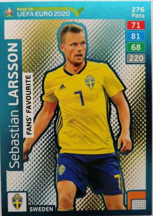 S. LARSSON - PANINI "ROAD TO EURO 2020 - "FANS FAVOURITE" FOIL TRADING CARD 276