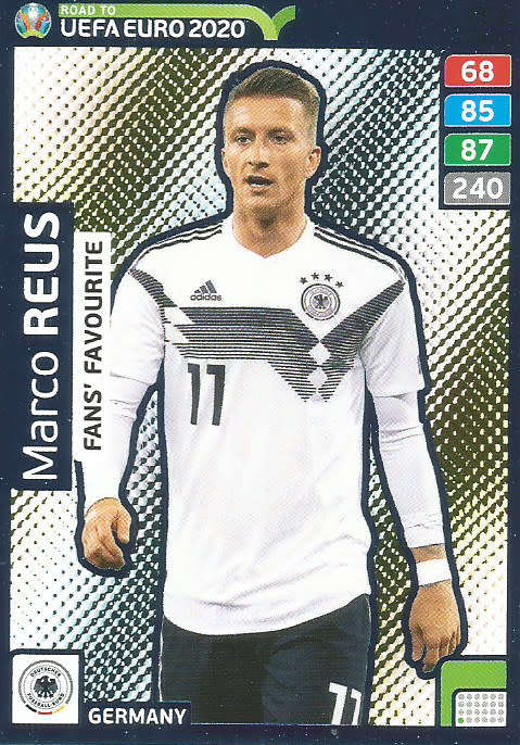 MARCO REUS - PANINI "ROAD TO EURO 2020 - "FANS FAVOURITE" FOIL TRADING CARD 251