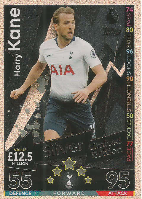HARRY KANE - MATCH ATTAX EXTRA 2019 - SILVER "LIMITED EDITION" TRADING CARD LE13S