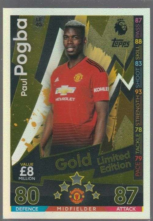 PAUL POGBA - MATCH ATTAX 2018/2019 - GOLD "LIMITED EDITION" TRADING CARD LE4G