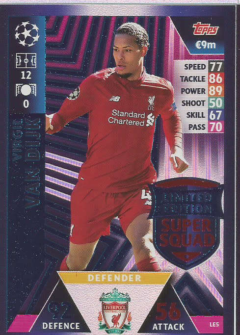 VIRGIL VAN DIJK - CHAMPIONS LEAGUE 2018/19 -  "SUPER SQUAD LIMITED EDITION" FOIL TRADING CARD LE5