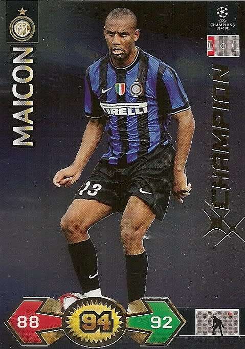 MAICON - CHAMPIONS LEAGUE S/STRIKES 2009/10 - GOLD `CHAMPION` TRADING CARD