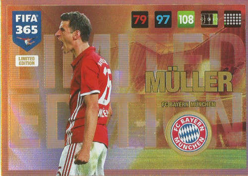 THOMAS MULLER - FIFA 365 2017 EDITION - GOLD FOIL `LIMITED EDITION` TRADING CARD