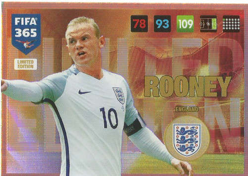 WAYNE ROONEY - FIFA 365 2017 EDITION - GOLD FOIL `LIMITED EDITION` TRADING CARD