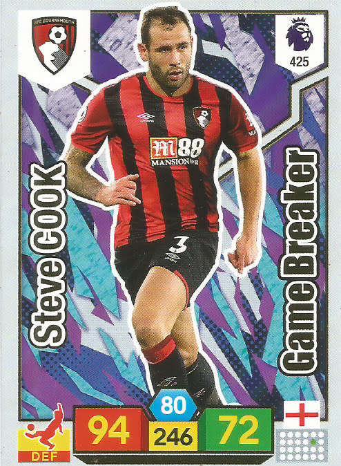 STEVE COOK - EPL ADRENALYN XL 2019/20 - FOIL "GAME BREAKER" TRADING CARD 425