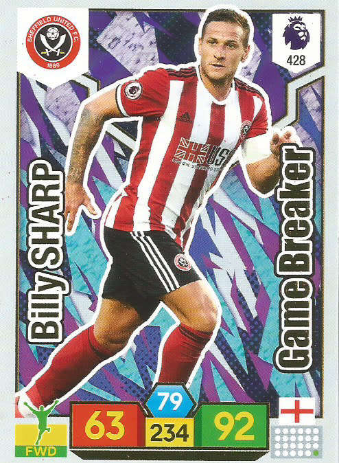 BILLY SHARP - EPL ADRENALYN XL 2019/20 - FOIL "GAME BREAKER" TRADING CARD 428
