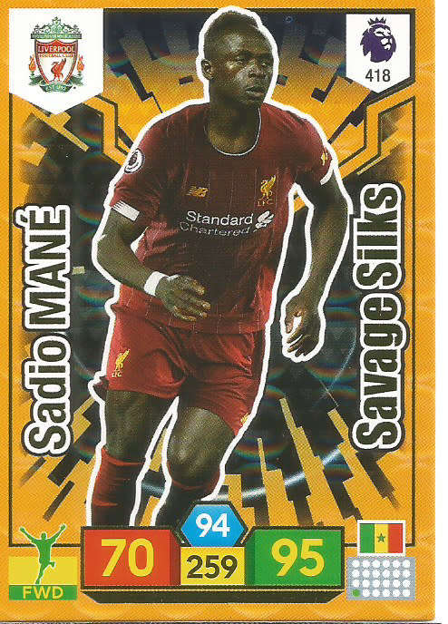SADIO MANE - EPL ADRENALYN XL 2019/20 - ORANGE FOIL "SAVAGE SKILLS" TRADING CARD 418