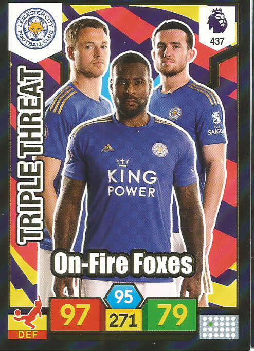 LEICESTER - EPL ADRENALYN XL 2019/20 - FOIL "TRIPLE THREAT" TRADING CARD 437