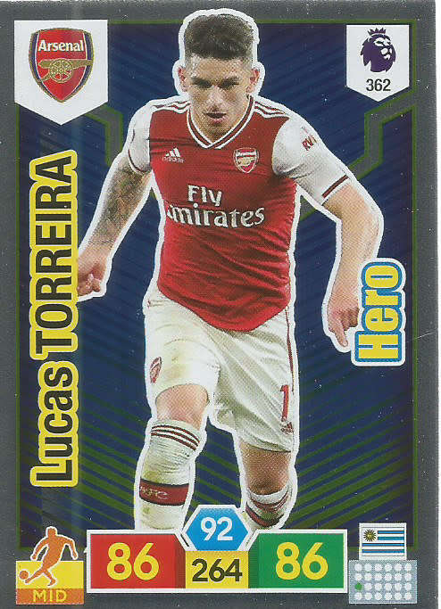 LUCA TOUREIRA - EPL ADRENALYN XL 2019/20 - FOIL `HERO` TRADING CARD 362
