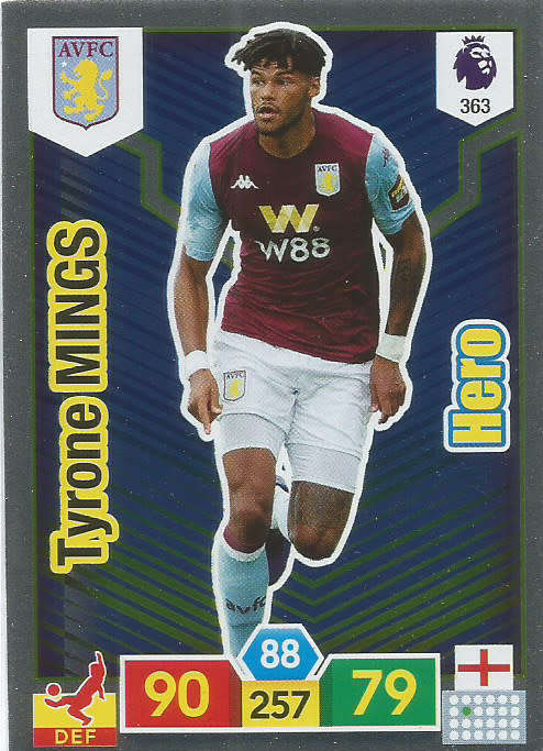 TYRONE MINGS - EPL ADRENALYN XL 2019/20 - FOIL "HERO" TRADING CARD 363