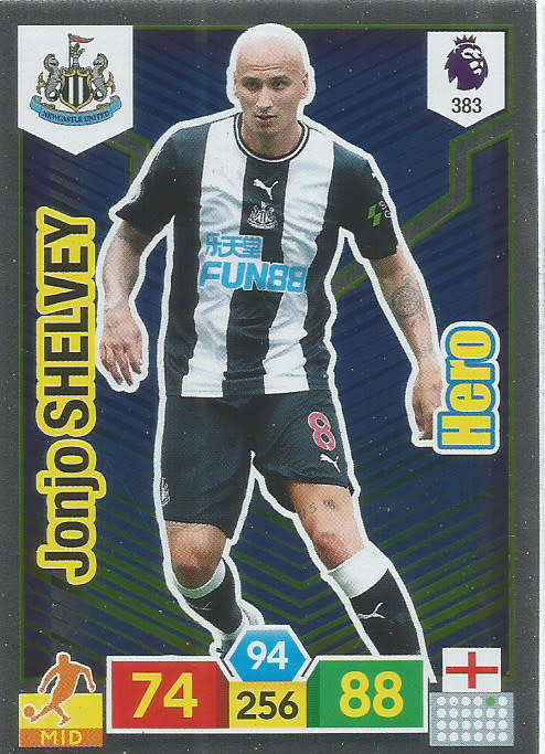 JONJO SHELVEY - EPL ADRENALYN XL 2019/20 - FOIL "HERO" TRADING CARD 383