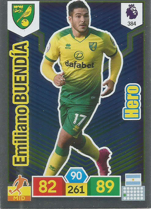 EMI. BUENDIA - EPL ADRENALYN XL 2019/20 - FOIL "HERO" TRADING CARD 384