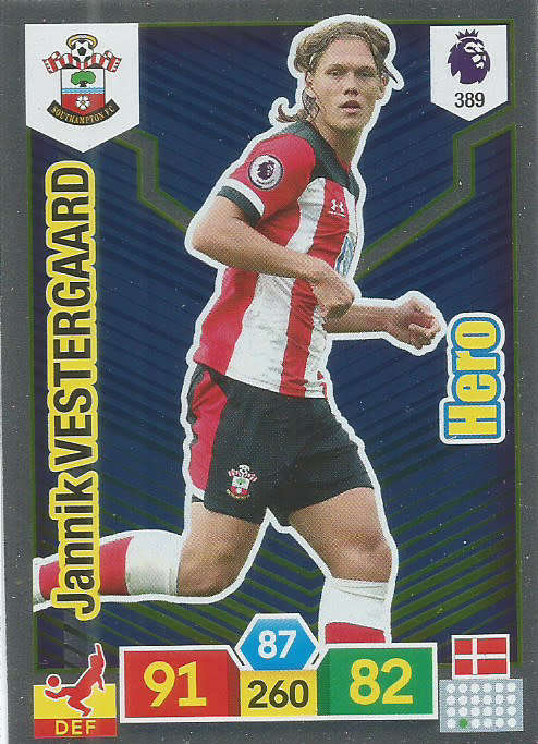 J. VESTERGAARD - EPL ADRENALYN XL 2019/20 - FOIL "HERO" TRADING CARD 389