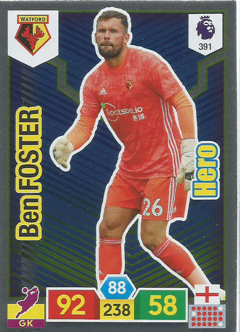 BEN FOSTER - EPL ADRENALYN XL 2019/20 - FOIL "HERO" TRADING CARD 391