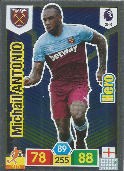 MICHAIL ANTONIO - EPL ADRENALYN XL 2019/20 - FOIL "HERO" TRADING CARD 393