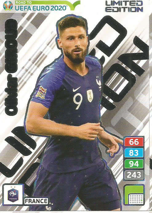 OLIVIER GIROUD - PANINI "ROAD TO EURO 2020"  - "LIMITED EDITION" TRADING CARD