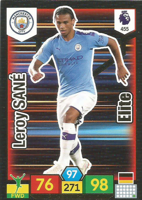 LEROY SANE - EPL ADRENALYN XL 2019/20 - FOIL "ELITE" TRADING CARD 455
