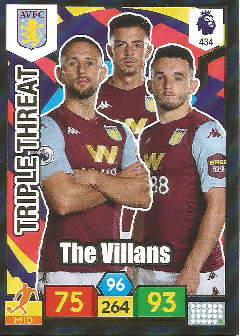 ASTON VILLA  - EPL ADRENALYN XL 2019/20 - FOIL "TRIPLE THREAT" TRADING CARD 434