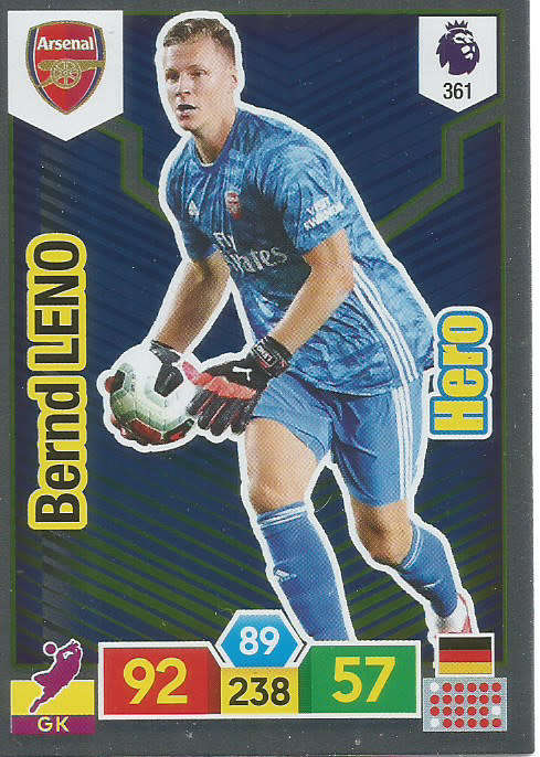 BERND LENO - EPL ADRENALYN XL 2019/20 - FOIL "HERO" TRADING CARD 361