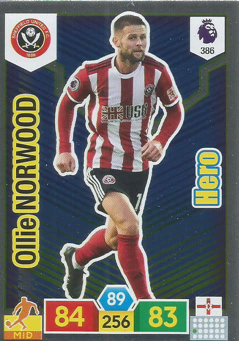 OLLIE NORWOOD - EPL ADRENALYN XL 2019/20 - FOIL "HERO" TRADING CARD 386