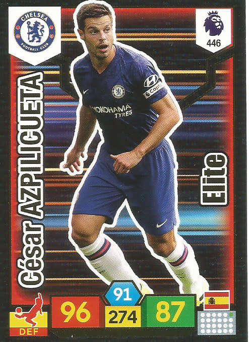 CESAR AZPILICUETA - EPL ADRENALYN XL 2019/20 - FOIL "ELITE" TRADING CARD 446