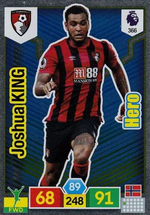JOSHUA KING - EPL ADRENALYN XL 2019/20 - FOIL "HERO" TRADING CARD 366