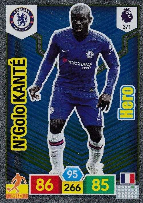 N'GOLO KANTE - EPL ADRENALYN XL 2019/20 - FOIL "HERO" TRADING CARD 371
