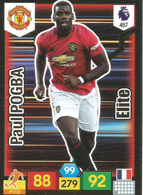 PAUL POGBA - EPL ADRENALYN XL 2019/20 - FOIL "ELITE" TRADING CARD 457