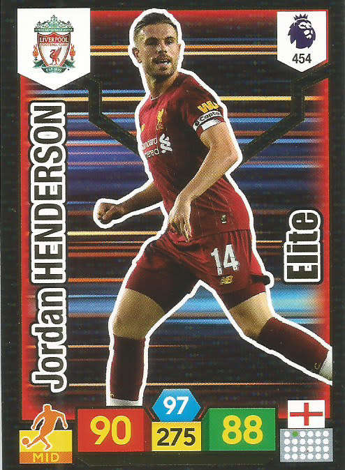 JORDAN HENDERSON - EPL ADRENALYN XL 2019/20 - FOIL "ELITE" TRADING CARD 454