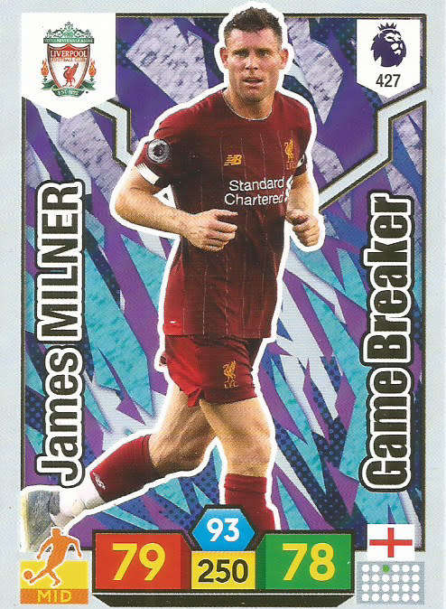 JAMES MILNER - EPL ADRENALYN XL 2019/20 - FOIL "GAME BREAKER" TRADING CARD 427