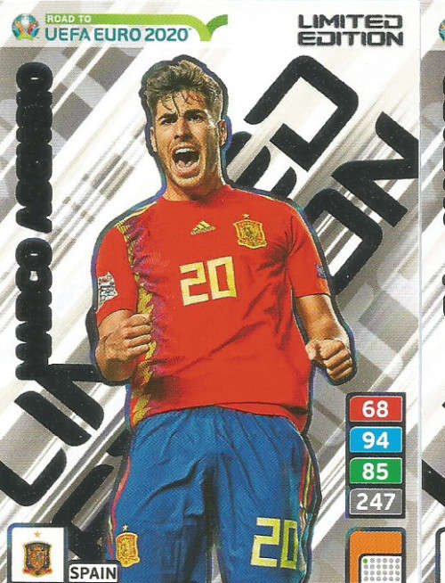 MARCO ASENSIO - PANINI "ROAD TO EURO 2020"  - "LIMITED EDITION" TRADING CARD