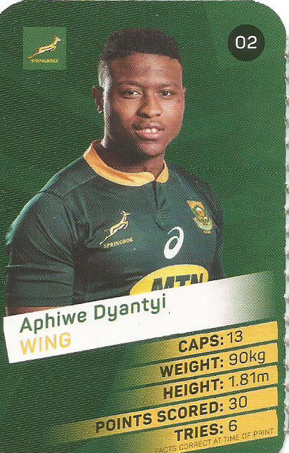 APHIWE DYANTYI - 2019 RUGBY WORLD CUP CHAMPIONS - 2019 Pick & Pay RWC COLLECTION CARD 2