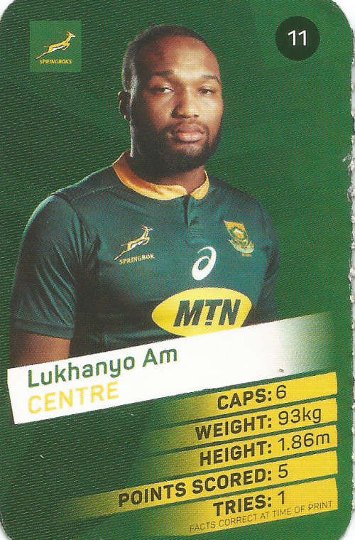 LUKHANYO AM - 2019 RUGBY WORLD CUP CHAMPIONS - 2019 Pick and Pay RWC COLLECTION CARD 11