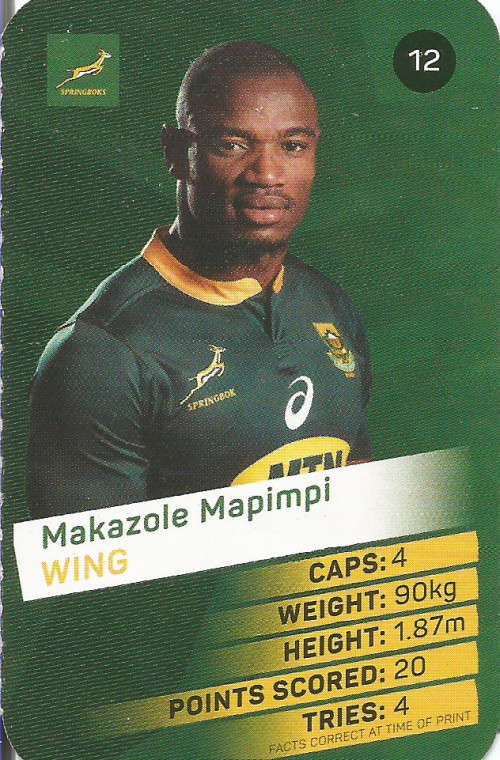 MAKAZOLE MAPIMPI - 2019 RUGBY WORLD CUP CHAMPIONS - 2019 Pick & Pay RWC COLLECTION CARD 12