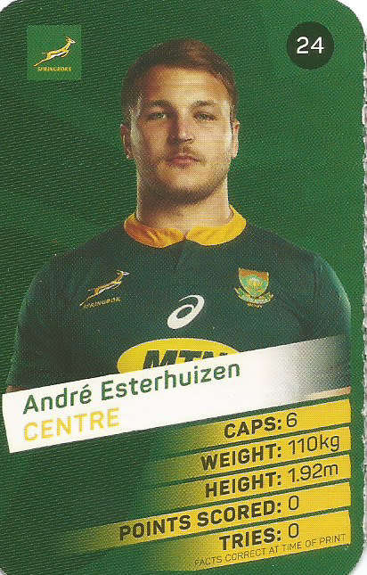 ANDRE ESTERHUIZEN - 2019 RUGBY WORLD CUP CHAMPIONS - 2019 Pick & Pay RWC COLLECTION CARD 24