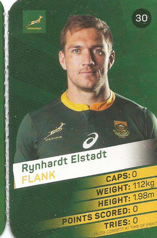RYNHARDT ELSTADT - 2019 RUGBY WORLD CUP CHAMPIONS - 2019 Pick and Pay RWC COLLECTION CARD 30