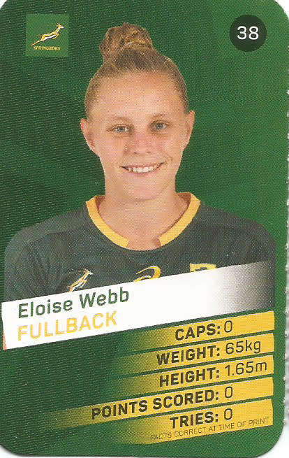 ELOISE WEBB -  2019 Pick n Pay Rugby World Cup COLLECTION CARD 38