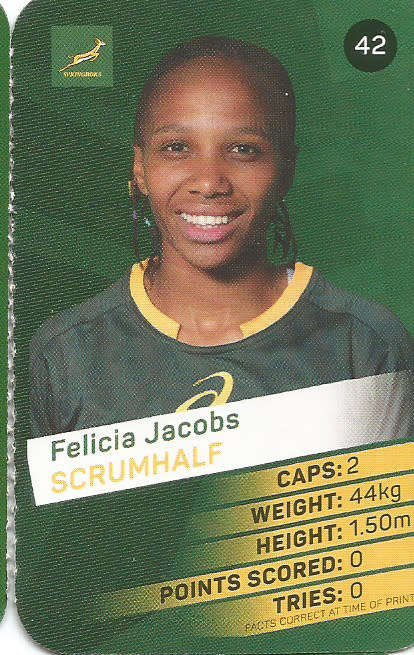 FELICIA JACOBS -  2019 Pick n Pay Rugby World Cup COLLECTION CARD 42